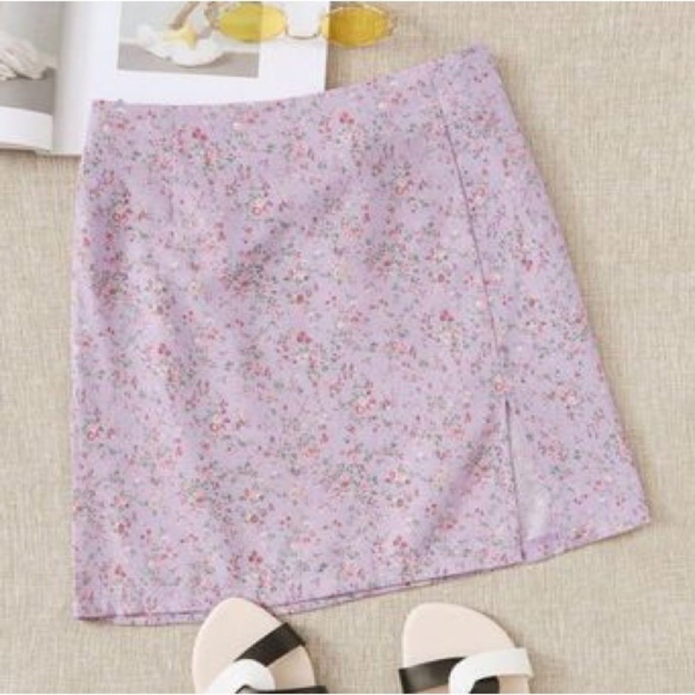 Shein Purple Floral Mini Skirt